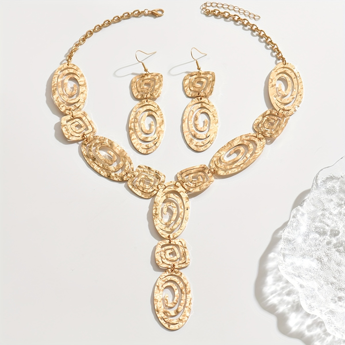 Middle Eastern Spiral Earrings & Y Necklace Set